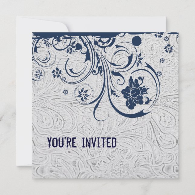 Invitation en cuir et bleue de dentelle usinée par (Devant)