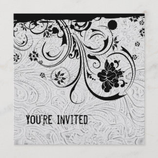 Invitation en cuir et noire de dentelle usinée par