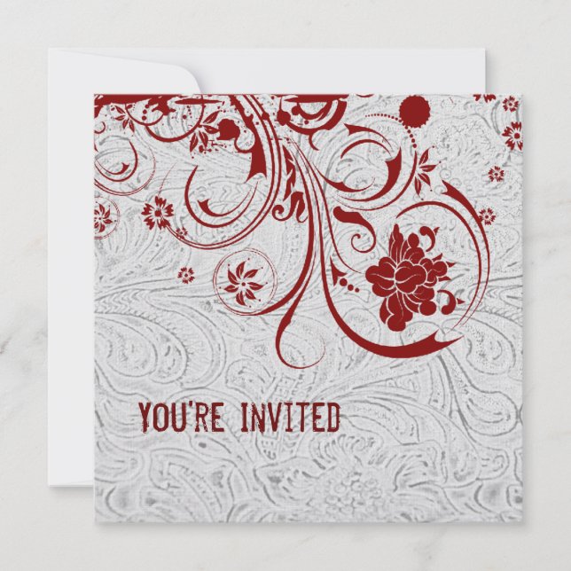 Invitation en cuir et rouge de dentelle usinée par (Devant)