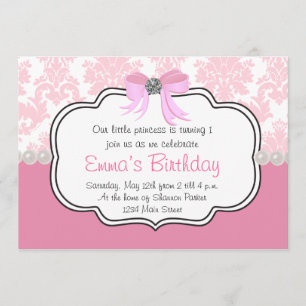 Invitation en damas de diamants roses et perles