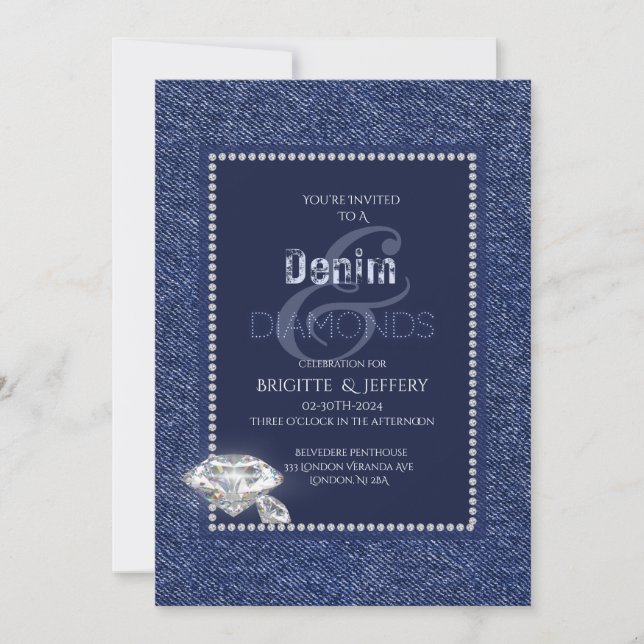 Invitation en denim et diamants (Devant)