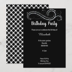 INVITATION EN DIAMANT NOIR CLASSIQUE ÉLÉGANT