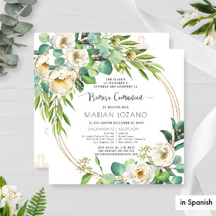 Invitation En Espagnol, Première Communion Blanc Floral Verdu
