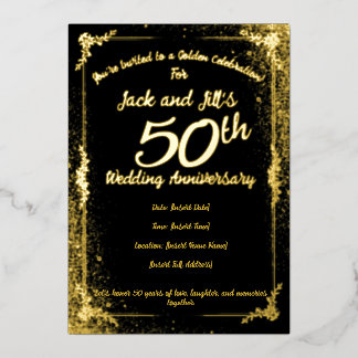 Invitation en feuille d'or pour le 50e anniversair