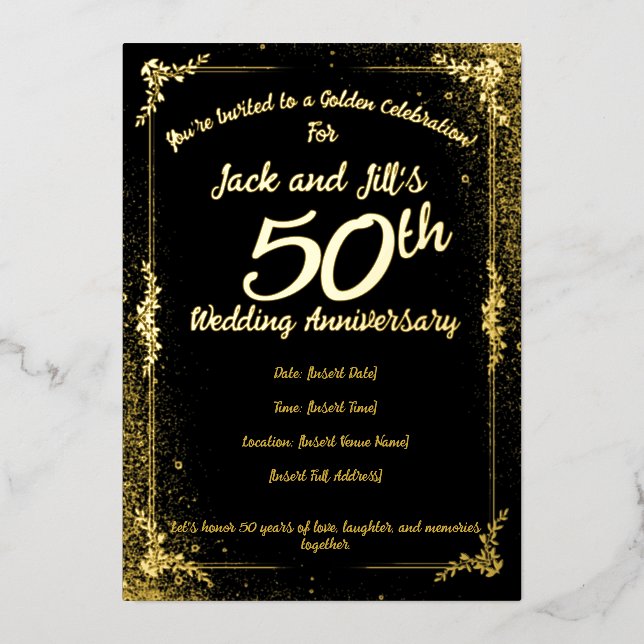 Invitation en feuille d'or pour le 50e anniversair (Recto)