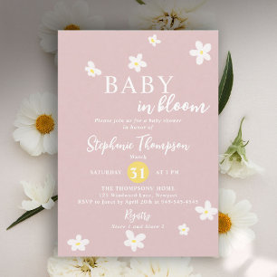 Invitation En fleurs Daisy Printemps Rose Blanc Baby Shower