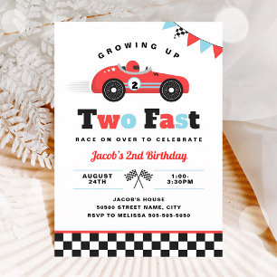Invitation En grandissant deux rapide voiture de course rouge