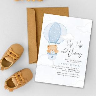 Invitation En haut, en haut et au loin Ours bleu Baby Shower