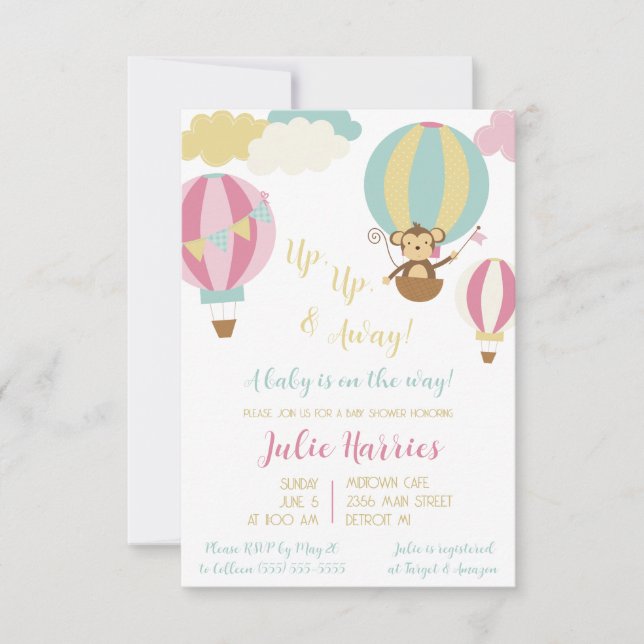 Invitation En haut, en haut et en loin ! Un bébé est en route (Devant)