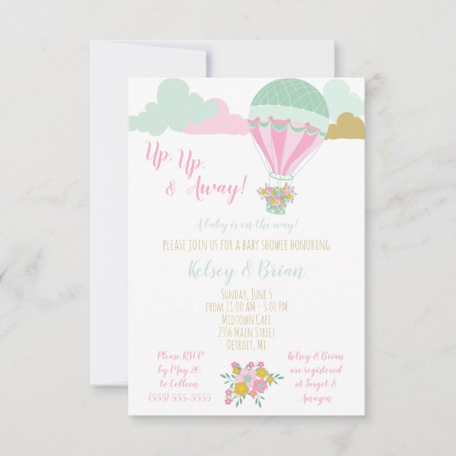 Invitation En haut, en haut et en loin ! Un bébé est en route (Devant)