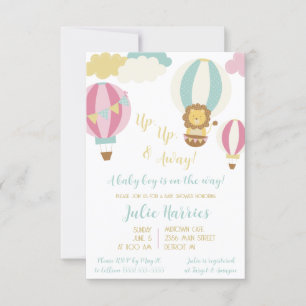 Invitation En haut, en haut et en loin ! Un bébé garçon est e