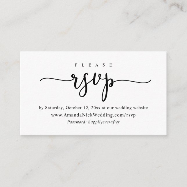 Invitation en ligne RSVP, carte de site Mariage (Devant)