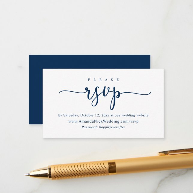 Invitation en ligne RSVP, carte de site Mariage (Devant/Arrière en situation)