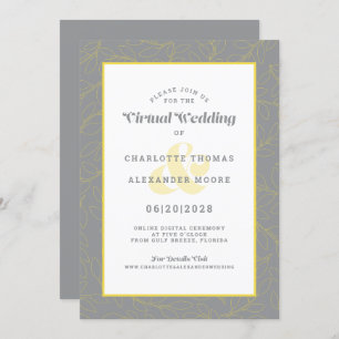 Invitation En ligne Virtual Yellow Grey Moderne Motif Abstrai