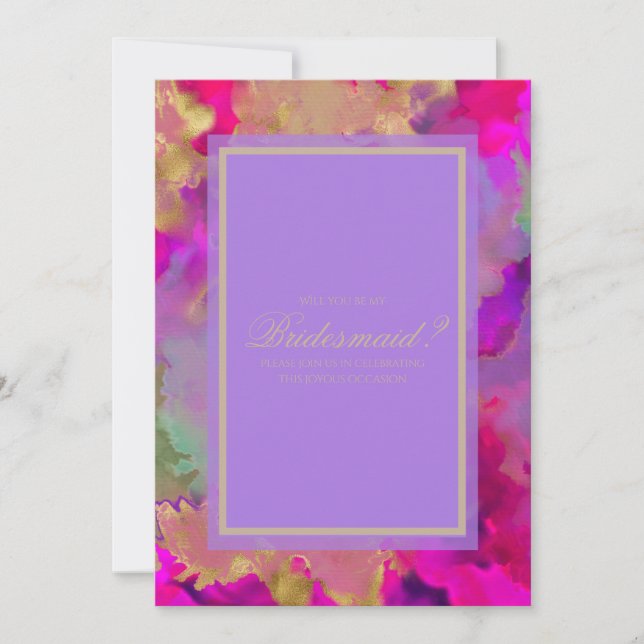 Invitation en marbre rose, violet et or (Devant)