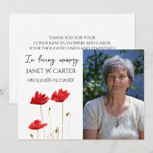 Invitation En Mémoire Affectueuse Coquelicots Floral Funérail