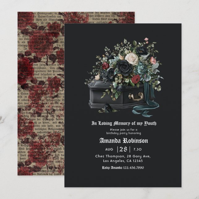 Invitation En Mémoire Affectueuse de Ma Fête d'Anniversaire G (Devant / Derrière)