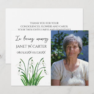 Invitation En Mémoire Affectueuse Lily of The Valley Fleurs F