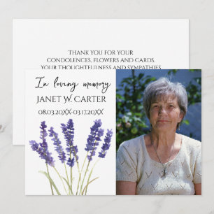 Invitation En Mémoire Aimante Fleurs de Lavande Violette Funé