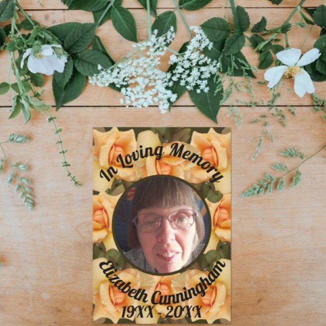 Invitation En Mémoire Amoureuse Poème photo Orange Rose Bordé (Créateur téléchargé)