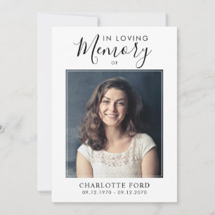 Invitation En mémoire d'amour Photo Ordre de service Mémorial