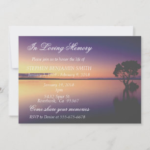 Invitation En mémoire d'amour service Sunset Lake Invi