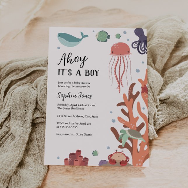 Invitation En mer, c'est un garçon, Baby Shower (Créateur téléchargé)