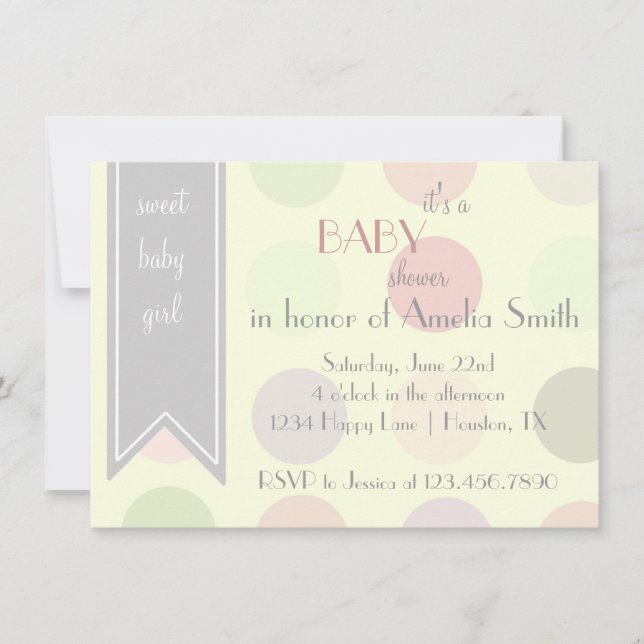 Invitation en pastel de douche de bébé de point de (Devant)
