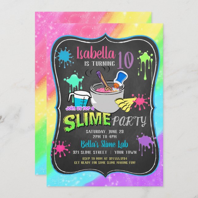 Invitation en pastel de fête d'anniversaire de (Devant / Derrière)