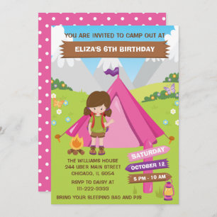Invitation En Plein Air Camping Anniversaire Fête Brown Coiff