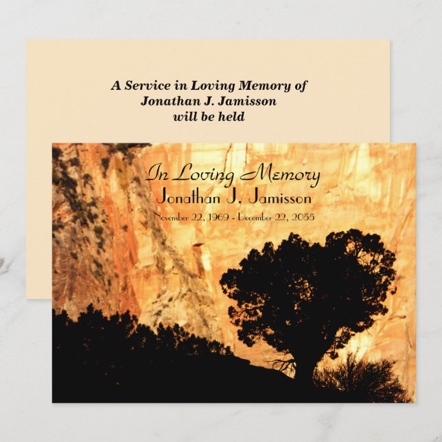 Invitation En service de mémoire d'amour, arbre solitaire (Devant / Derrière)