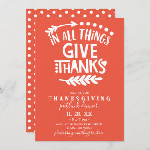 Invitation En Tout, Merci Orange Thanksgiving
