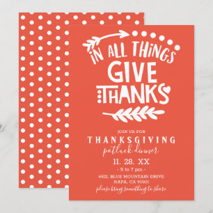 Invitation En Toutes Choses Remercient Orange Thanksgiving