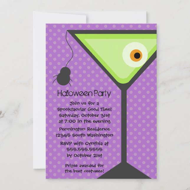 Invitation en verre de partie de Halloween de (Devant)