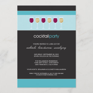 Invitation en verre de vin de cocktail (aqua)