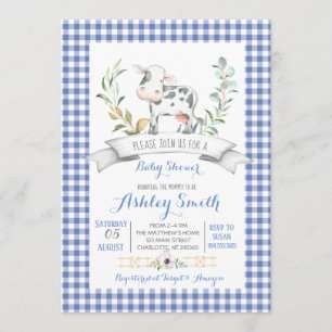 Invitation en vichy baby shower agricole