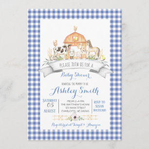 Invitation en vichy baby shower agricole