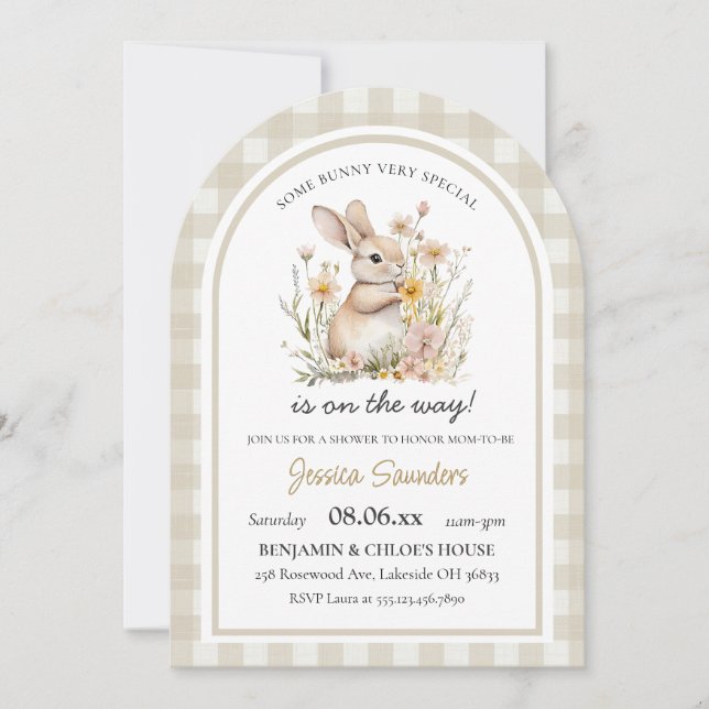 Invitation En vichy Baby shower de printemps spécial (Devant)
