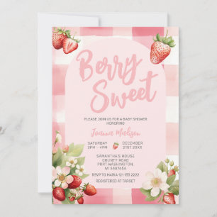 Invitation en vichy Berry fraise Baby shower sucré