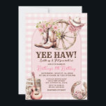 Invitation en vichy Cowgirl Western 8E Anniversaire<br><div class="desc">en vichy Cowgirl Boot Floral Western Invitation. Rustique 21e,  30e ou 40e anniversaire de la cow-girl occidentale.</div>
