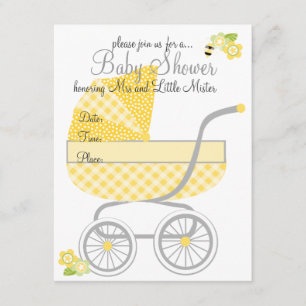 Invitation En vichy Jaune Bébé Buggy