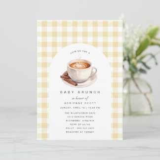 Invitation En vichy jaune | Brunch Baby shower café