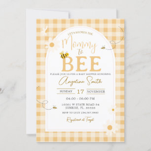 Invitation En vichy Jaune Daisy Bee Maman À Être Baby shower