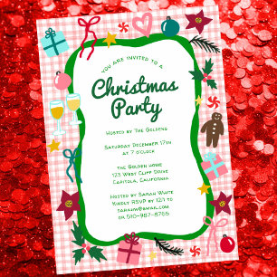 Invitation en vichy Noël Quirky Whimsical Fête sur mesure