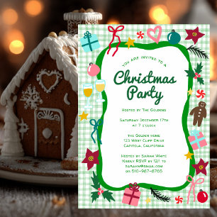 Invitation en vichy Noël Quirky Whimsical Fête sur mesure
