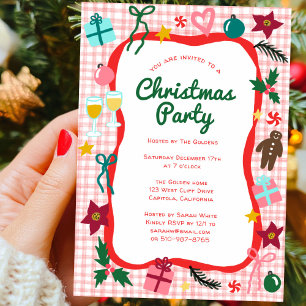 Invitation en vichy Noël Quirky Whimsical Fête sur mesure