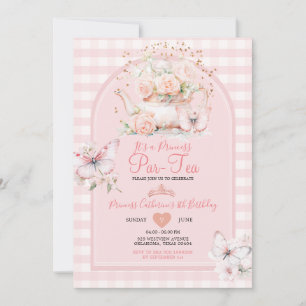 Invitation en vichy papillon rose ParTea Anniversaire