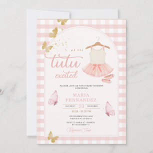 Invitation En vichy papillon rose Tutu Ballerina moderne