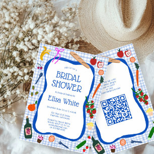 Invitation en vichy Pique-nique Moderne Cute CUSTOM QR Fête d