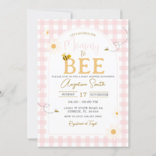 Invitation En vichy Rose Marguerites Avoir Baby shower Maman 